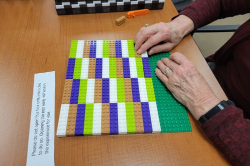 A senior creating a square pattern
