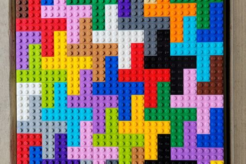 Intricate brick square pattern with various colors