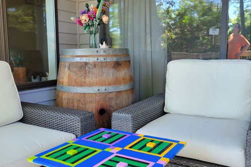 Complex brick design in an exterior setting