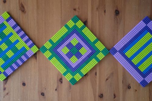 Three intricate diamond shape brick patterns